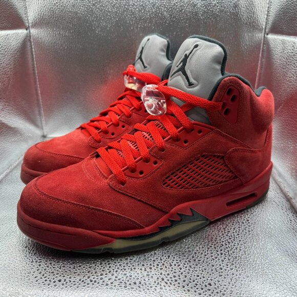 Size 10.5 Air Jordan V 5 Retro University Red Suede Athletic Sneaker 136027-602‎